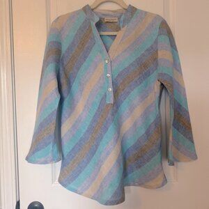 Santoria Savacena Women’s 100% Linen Made in Italy Striped Women's Top